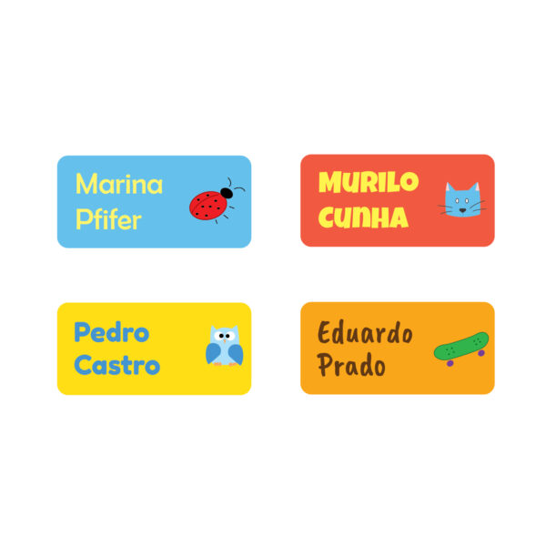 etiquetas materiais escolares roupas